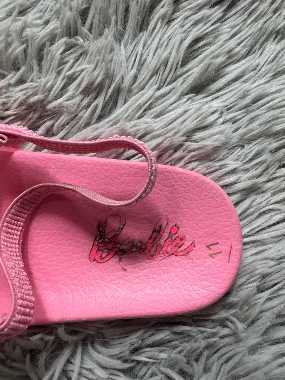 Barbie Pink Graphic Slide Sandals with Blonde Doll Art size 11